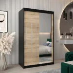 120 Cm Breiter Kleiderschrank Mit 2 Türen | 5 Fächer | Farbe: Schwarz Intended For Kleiderschrank 120 Breit