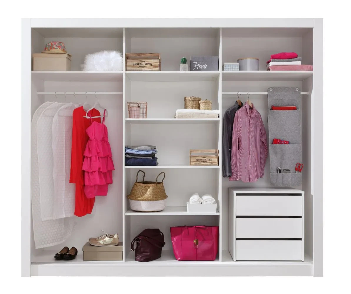 250 Cm Breiter Kleiderschrank Mit 2 Türen, 9 Fächern Und 2 Schubladen |  Farbe: Weiß | Tiefe: 60 Cm For Kleiderschrank 250 Cm