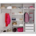 250 Cm Breiter Kleiderschrank Mit 2 Türen, 9 Fächern Und 2 Schubladen |  Farbe: Weiß | Tiefe: 60 Cm In Kleiderschrank Tiefe