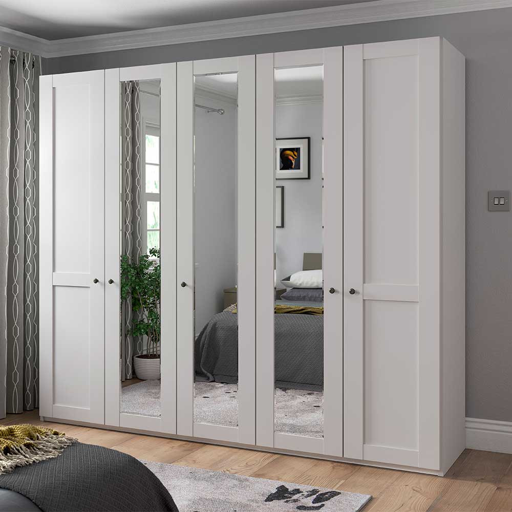 5-Türiger Schlafzimmer-Kleiderschrank In Weiß - Flinn within Ikea Kleiderschrank Mit Spiegel