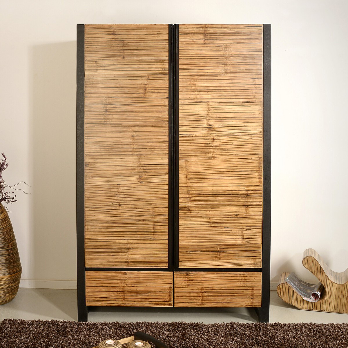 Bambus Kleiderschrank Ming Garderobe Holz Asiatische Möbel Asia in Kleiderschrank Bambus