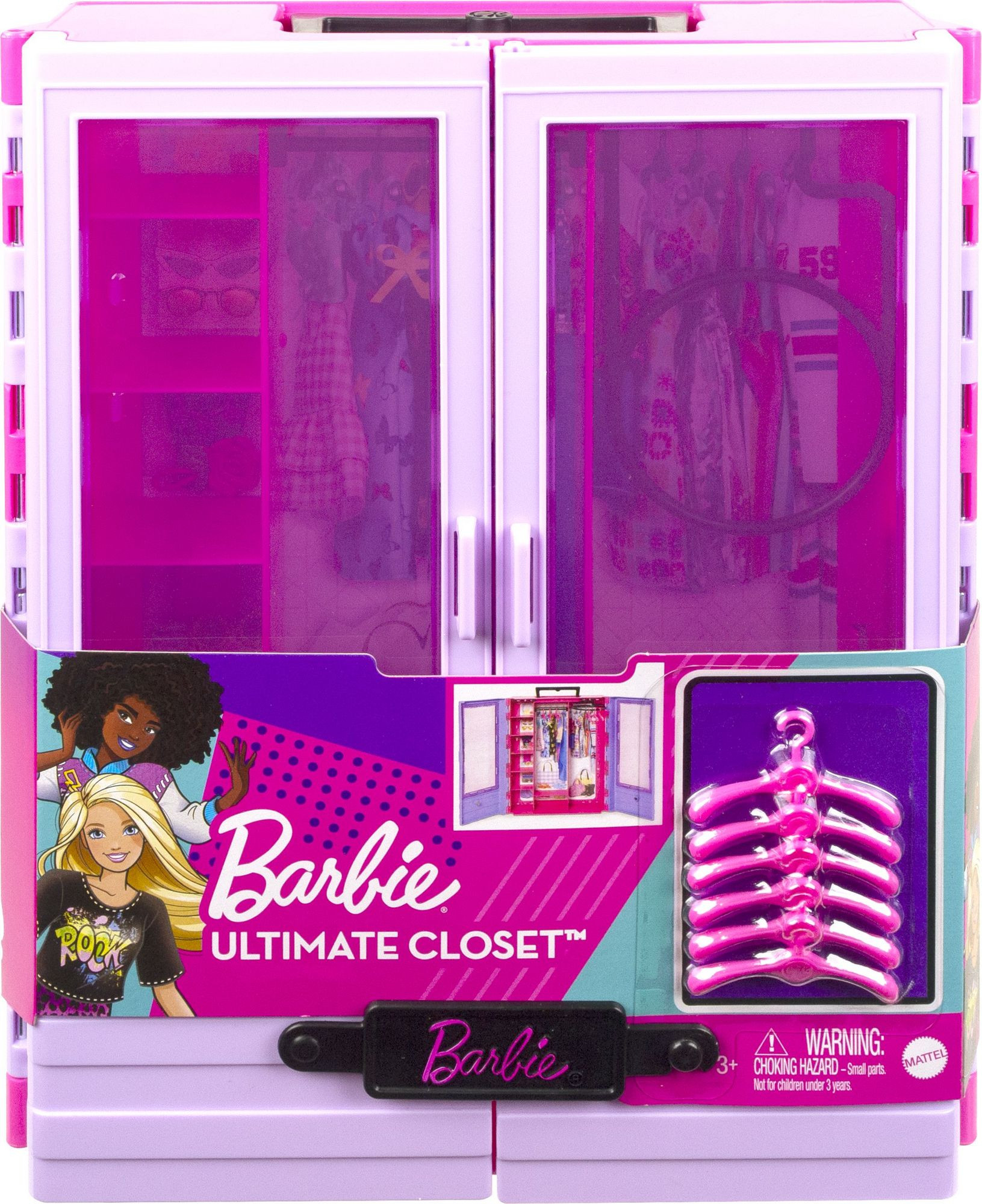 Barbie Kleiderschrank Mit Tragegriff (Lila/Rosa) Ausklappbar Mit Zubehör intended for Kleiderschrank Barbie