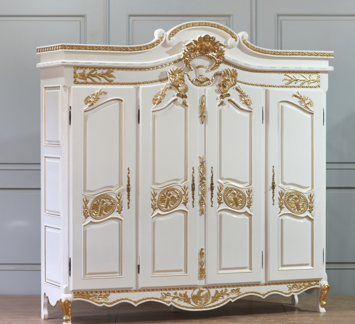 Barock Schrank Weiß-Gold 4 Doors | Lionsstar Gmbh pertaining to Kleiderschrank Barock