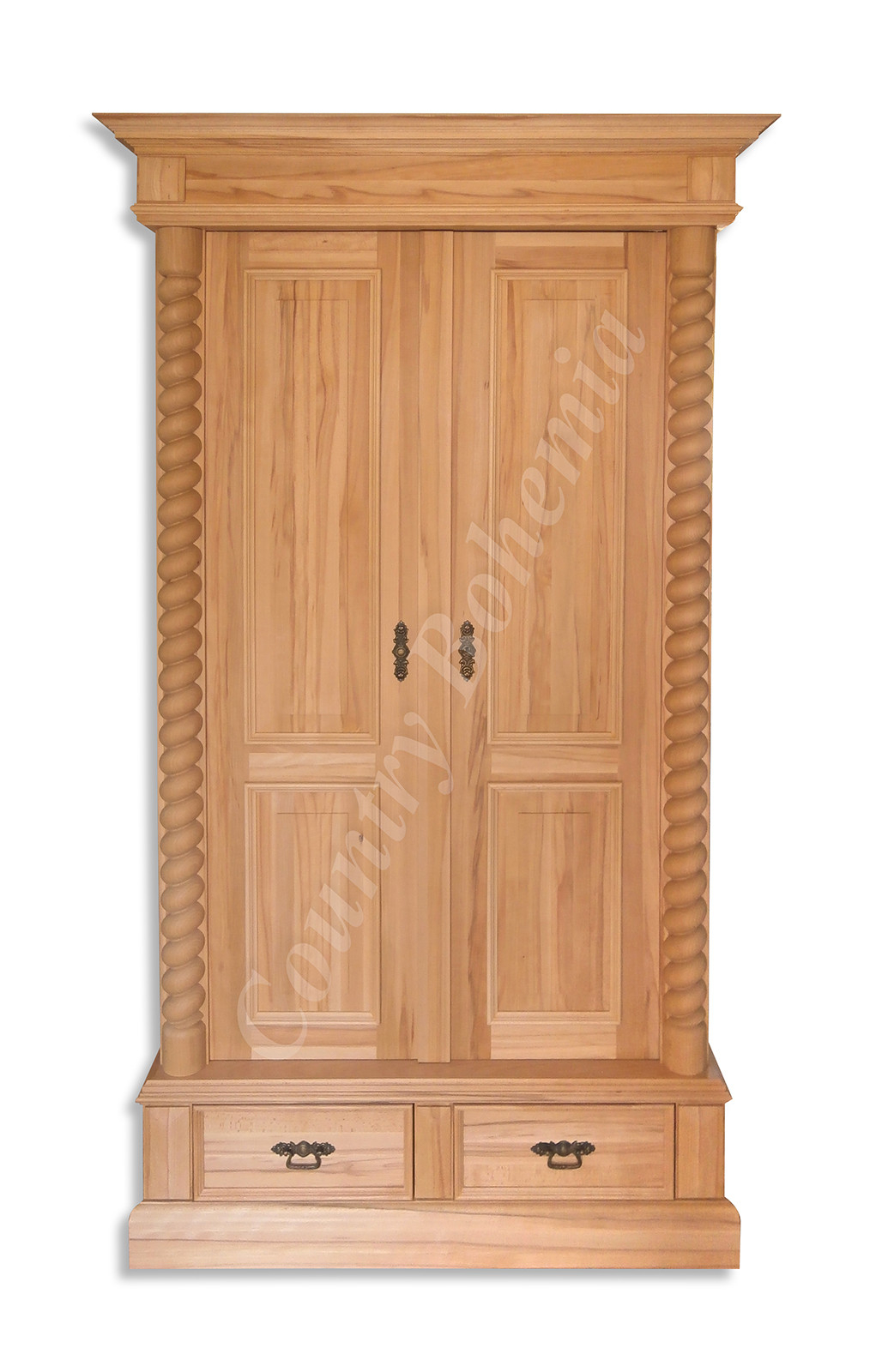 Bauernschrank Massivholz Antik Mit Säulen 2-Türig Landhausstil regarding Bauern Kleiderschrank