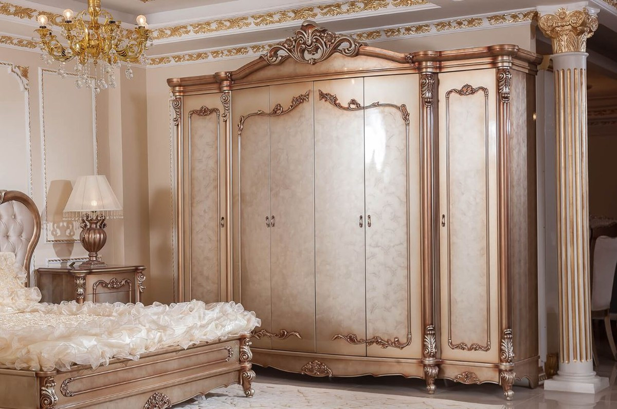 Casa Padrino Luxus Barock Schlafzimmerschrank Kupferfarben within Kleiderschrank Barock