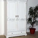 Dielenschrank 2 Türig Victoria 120X190X56Cm Fichte Massiv Weiß Antik  Vintage Lackiert in Kleiderschrank Weiß  Vntage