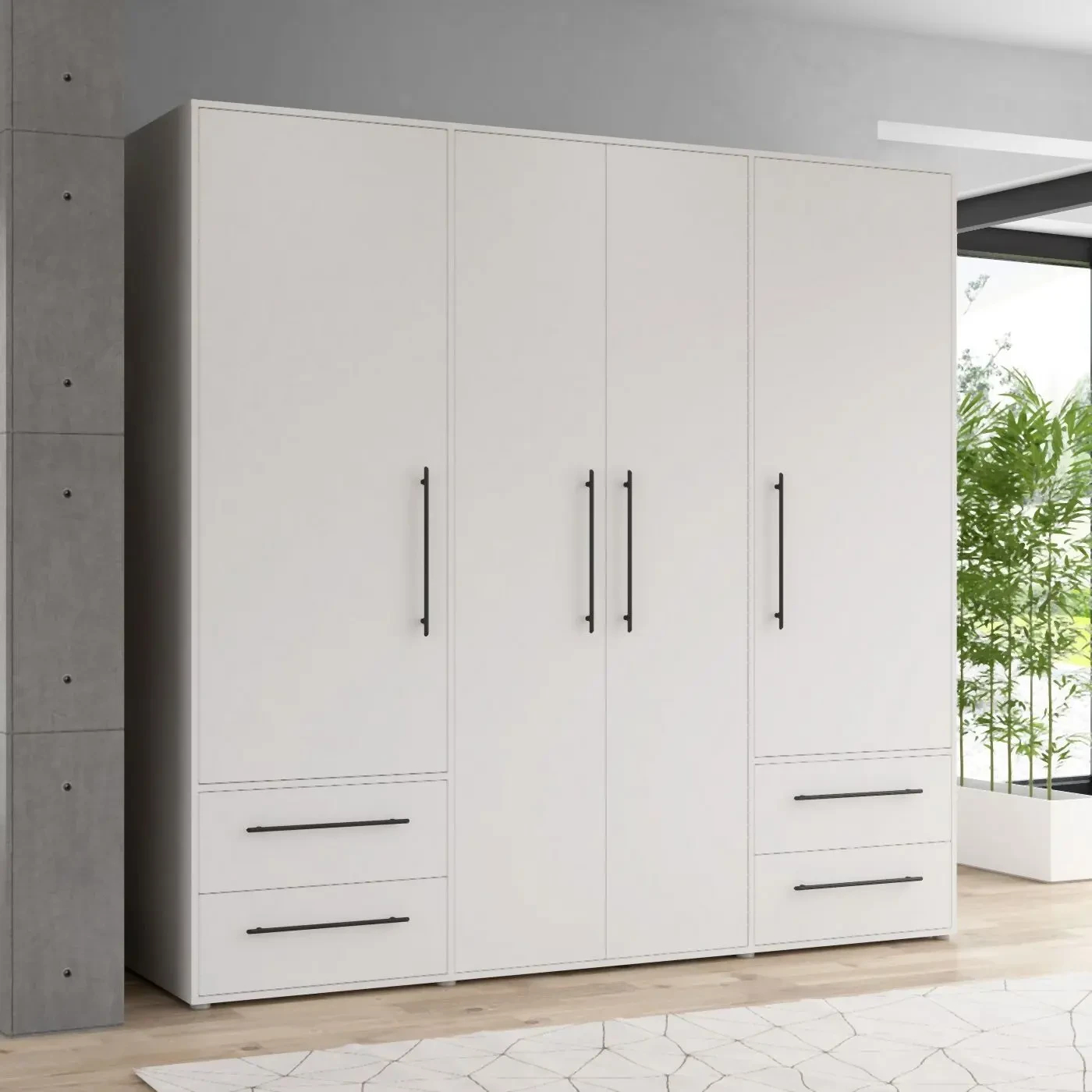 Drehtürenschrank Mokkaris 4 Türig Weiß Inside Kleiderschrank 4 Türig