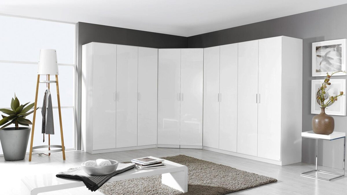 Eck-Kleiderschrank 2 Celle Eckschrank In Weiß Hochglanz inside Kleiderschrank Weiß  Hchglanz