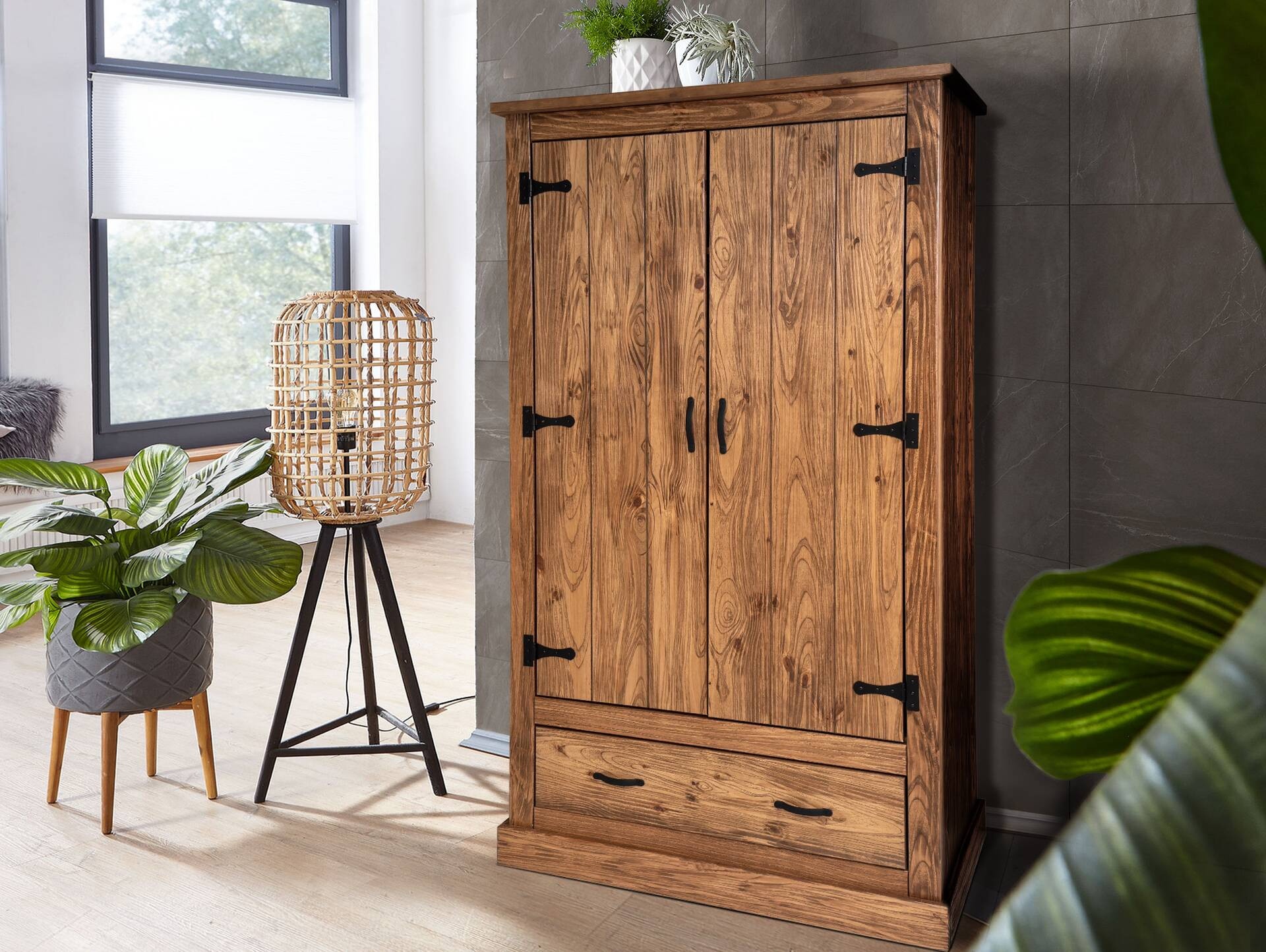 Everglade Kleiderschrank, Material Massivholz, Kiefer Eichefarbig Intended For Massiv Kleiderschrank