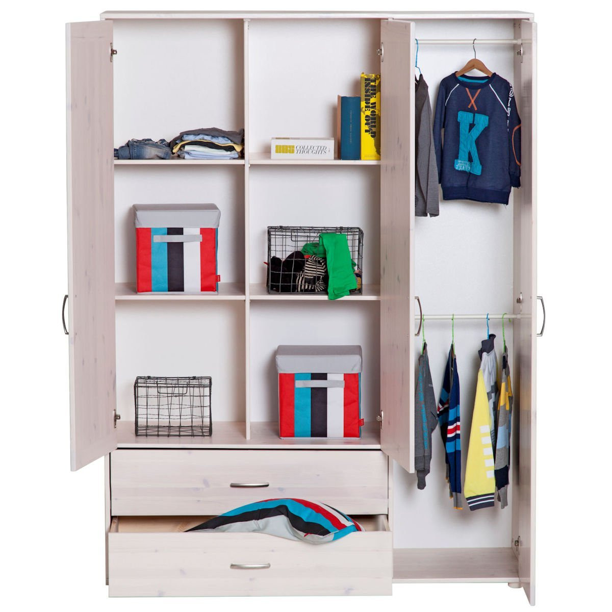 Flexa Kleiderschrank 3 Tür, 2 Schübe Grau/Weiß - 81-24522-3 - 1309 € regarding Flexa Kleiderschrank