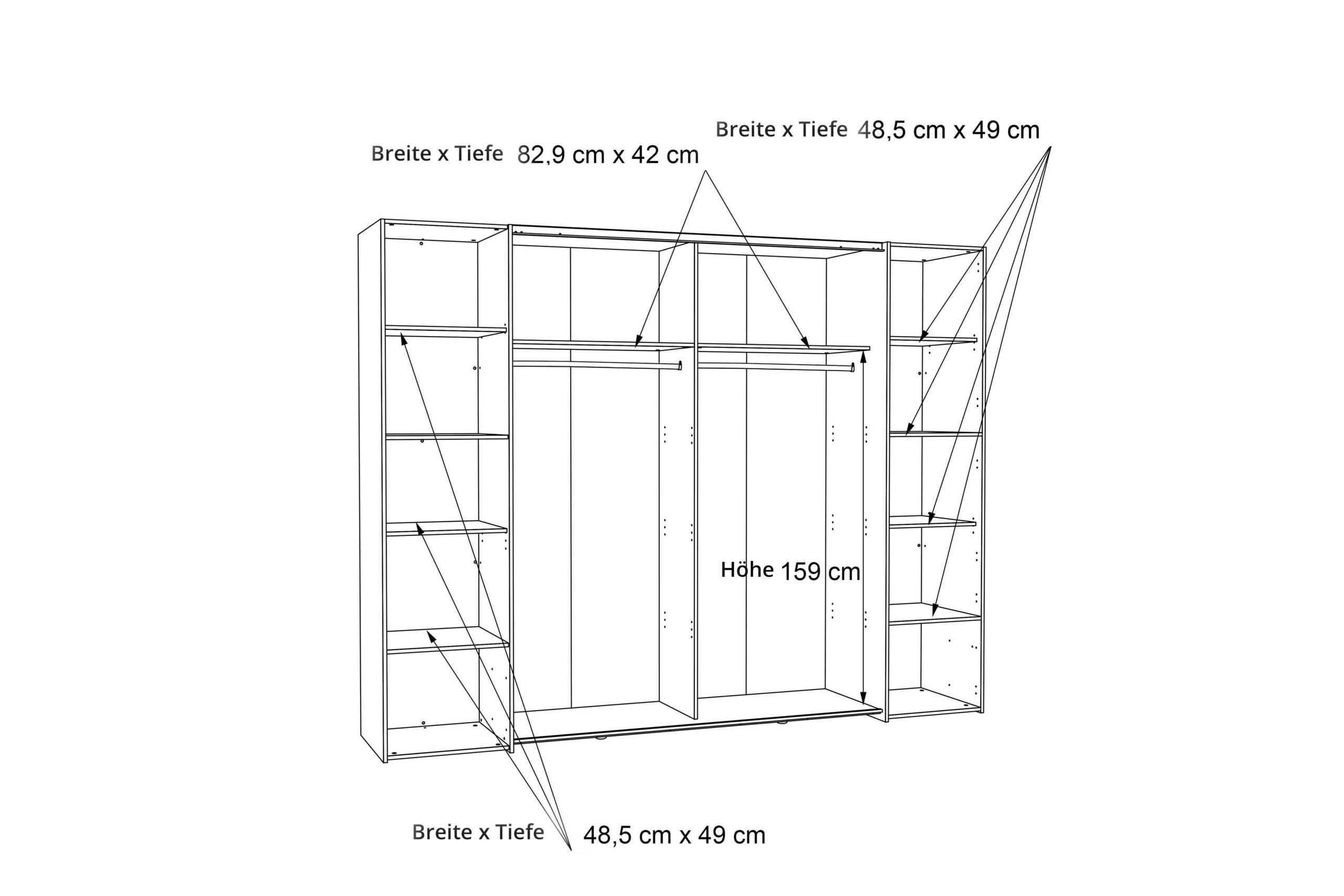 Forte Narago Kleiderschrank Artisan Eiche - Absetzung Beton with Kleiderschrank Tiefe