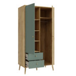 Forte Whenua Kleiderschrank Schmal Eiche - Grün | Möbel Letz - Ihr for Kleiderschrank 95 Cm Breit