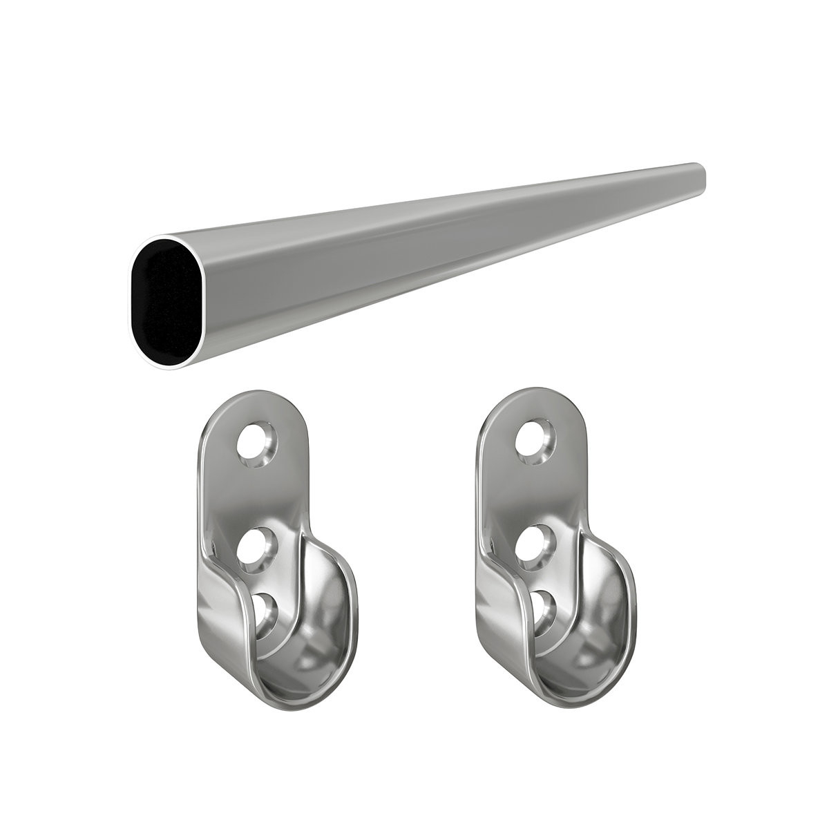 Garderobenstange Kleiderschrankstange Verchromt 30X15Mm Ovalstange  Kleiderstangenhalter pertaining to Stange Für Kleiderschrank