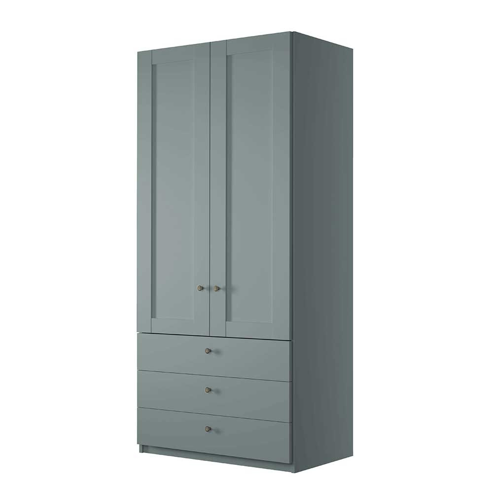 Graugrüner Kleiderschrank 2-Türig Mit 3 Schubladen - Rajavo with Kleiderschrank 2 Türig