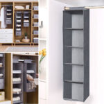 Hängeorganizer Stoff Spind Organizer Schrank Organizer Hängend  Hängeaufbewahrung Hängeregal Kleiderschrank Organizer Grau, 5 Fächern,  100*27*27Cm With Hängeregal Kleiderschrank