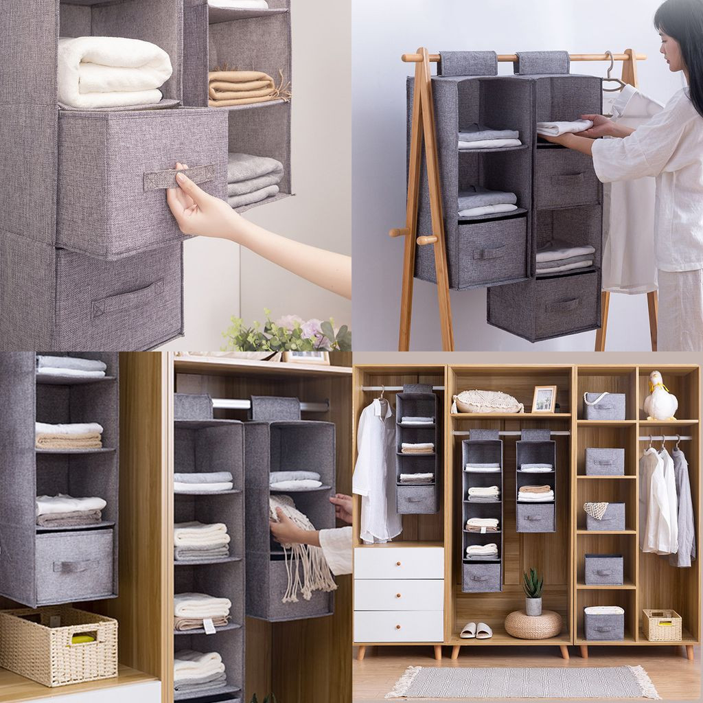 Hängeregal Kleiderschrank Organizer Mit 4 Fächer Schrankorganizer  Hängeaufbewahrung Hängeorganizer for Aufbewahrungsbox Kleiderschrank