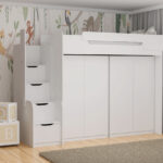 Hochbett Dorian Mit 2 Schränken In Weiss With Regard To Hochbett Kleiderschrank