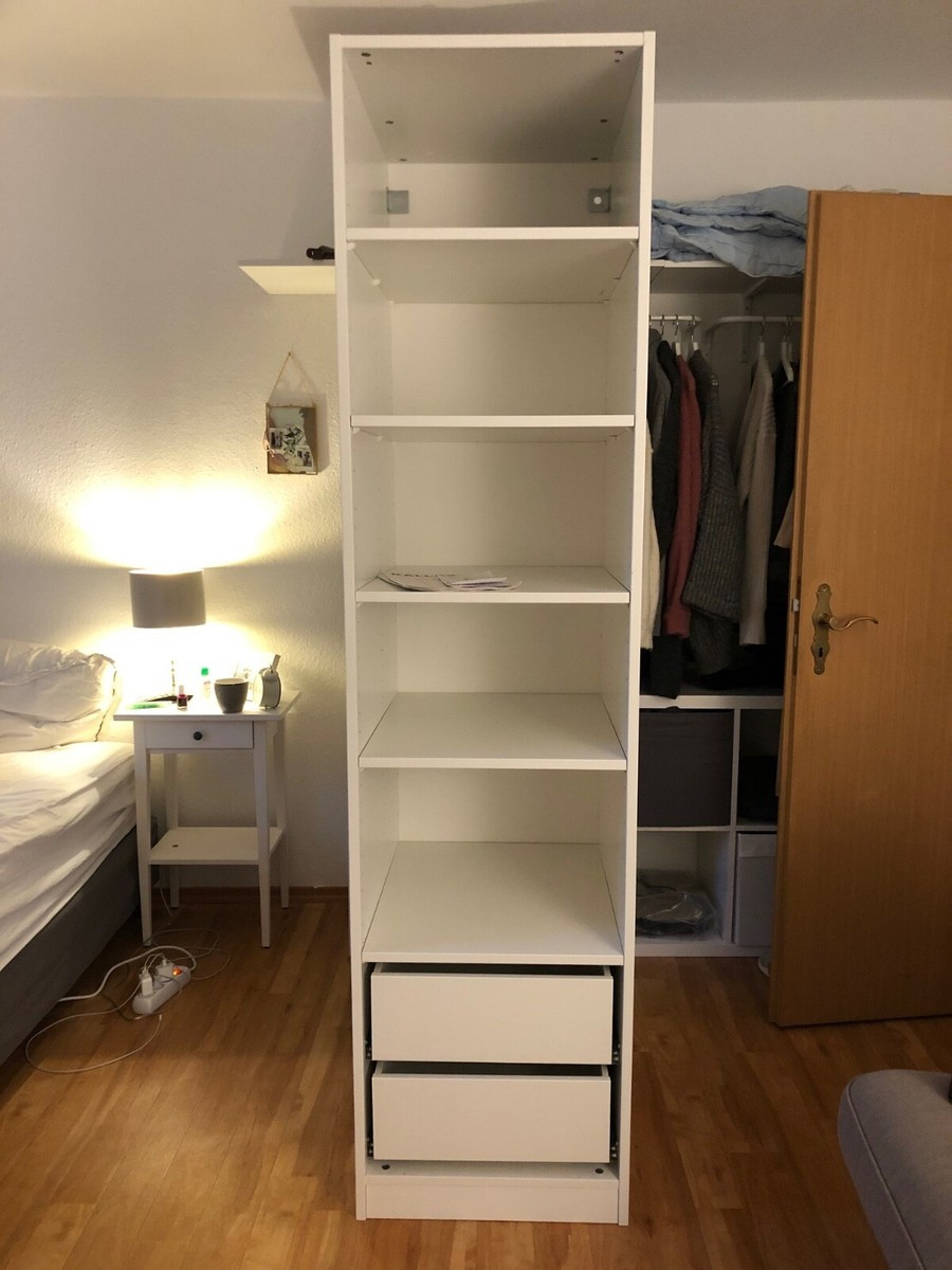 Ikea Pax Kleiderschrank In Weiß Mit 2 Schubladen Und Verstellbaren Brettern Pertaining To Ikea Kleiderschrank Weiß