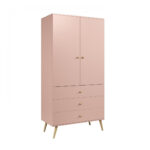 Ikon Kleiderschrank Zweitüriger Mit Schubladen String Griffe 100 Cm Rosa Intended For Kleiderschrank Rosa