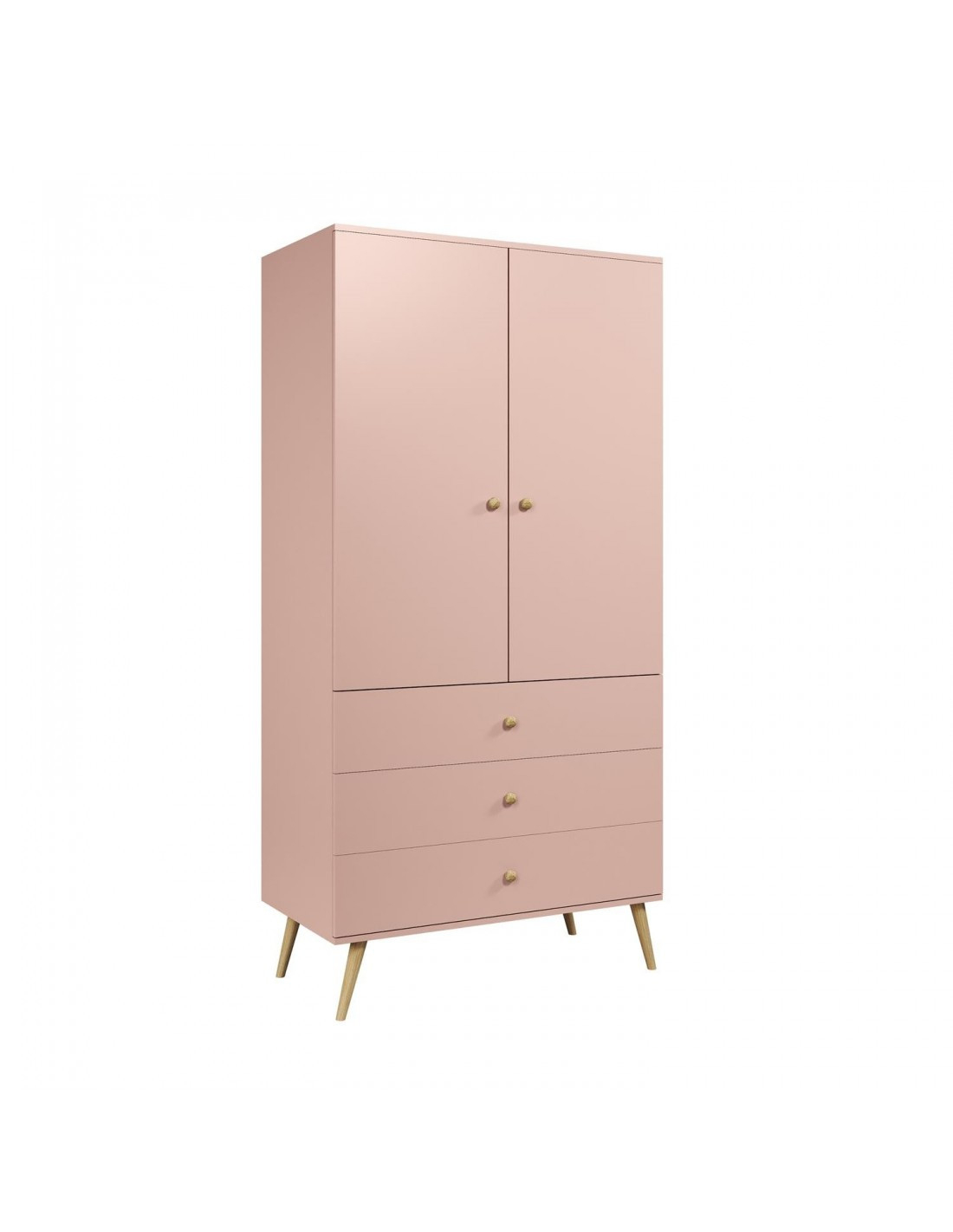 Ikon Kleiderschrank Zweitüriger Mit Schubladen String Griffe 100 Cm Rosa intended for Kleiderschrank Rosa