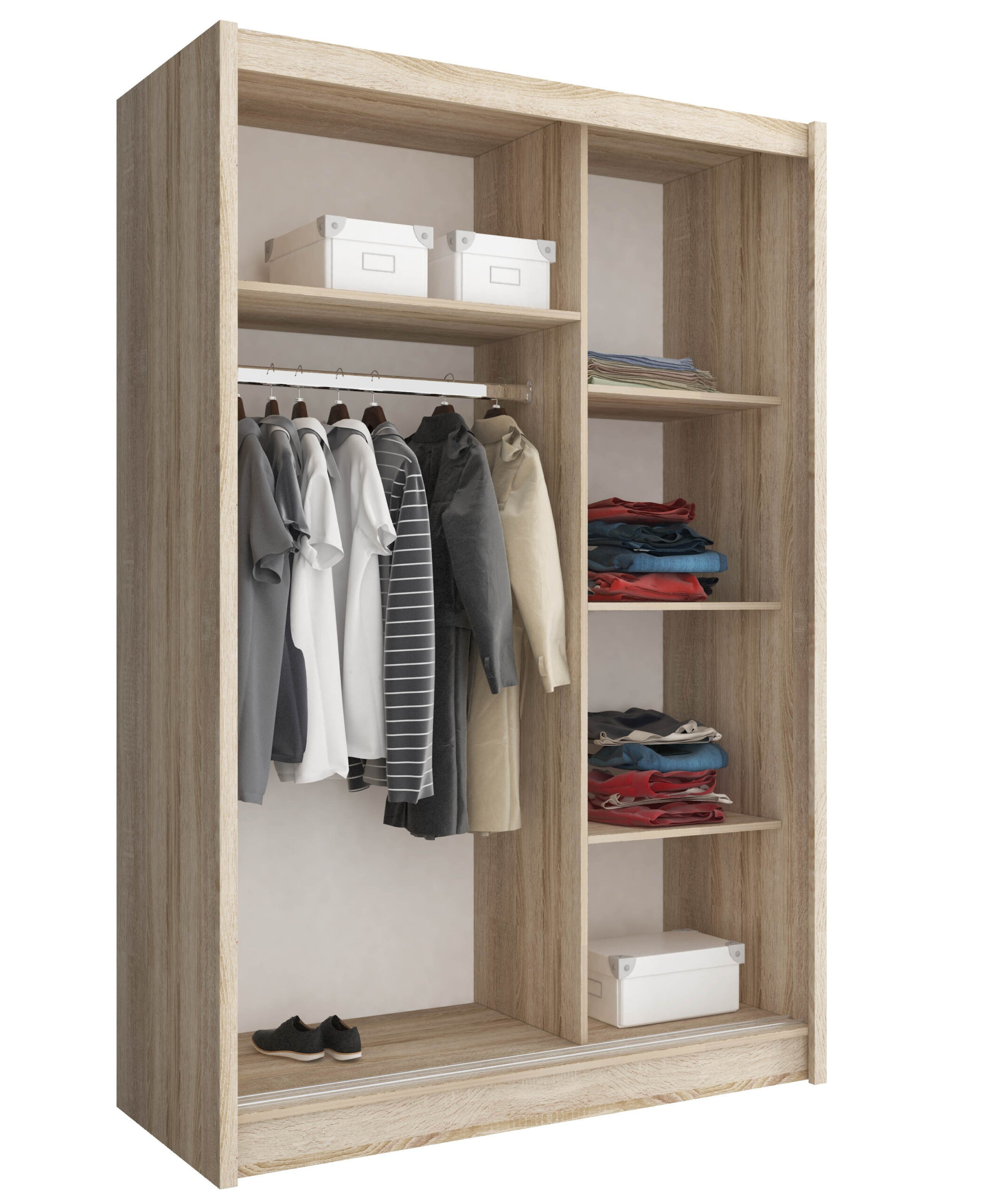 Kleiderschrank 130 Breit - Borneo A1 - 130 Cm - Weiß Mit Spiegel with regard to Kleiderschrank 130 Cm Breit