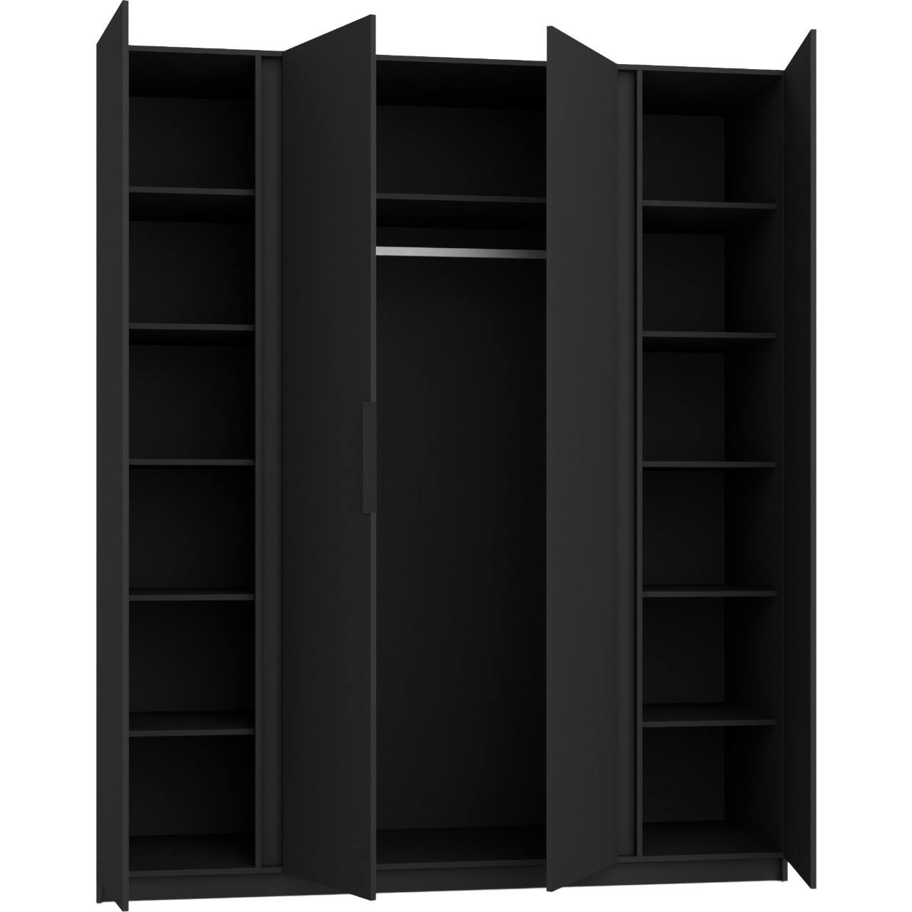 Kleiderschrank 200Cm Kaya 11 Schwarz / Schwarz / Eiche Evoke - Moebline Shop with Kleiderschrank Schwarz Ikea