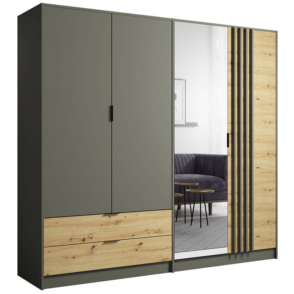 Kleiderschrank 220Cm In Grau Modern - Ragusa-Serie with Kleiderschrank 220 Cm Breit