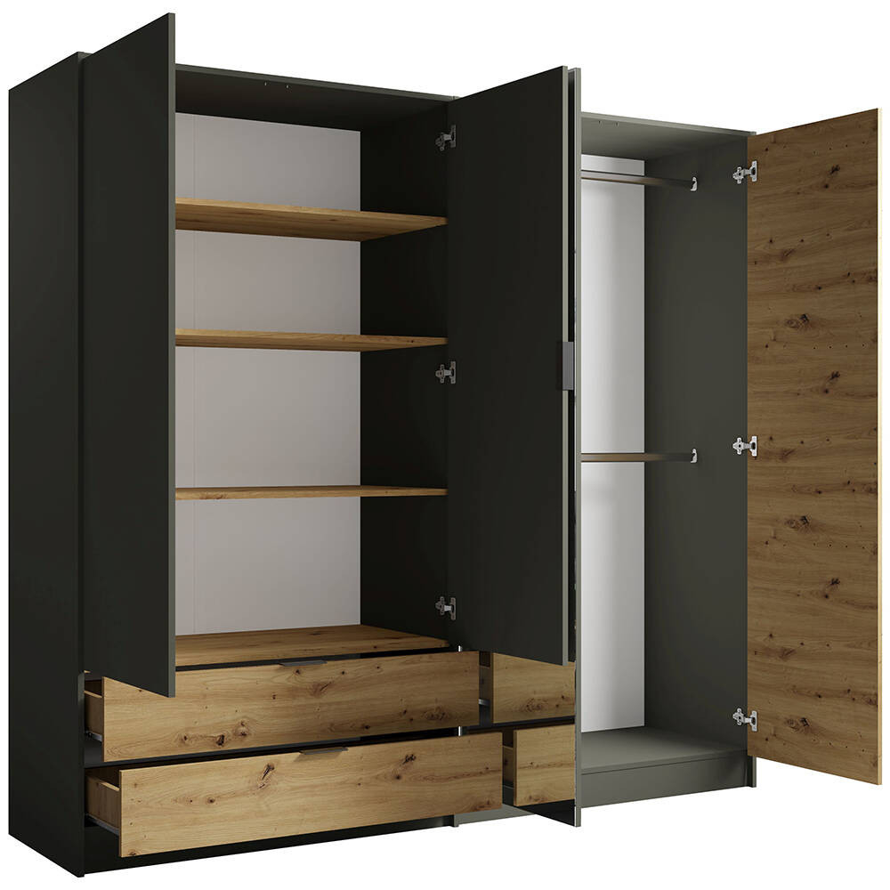 Kleiderschrank 220Cm In Grau Modern - Ragusa-Serie with regard to Kleiderschrank 220 Cm Breit