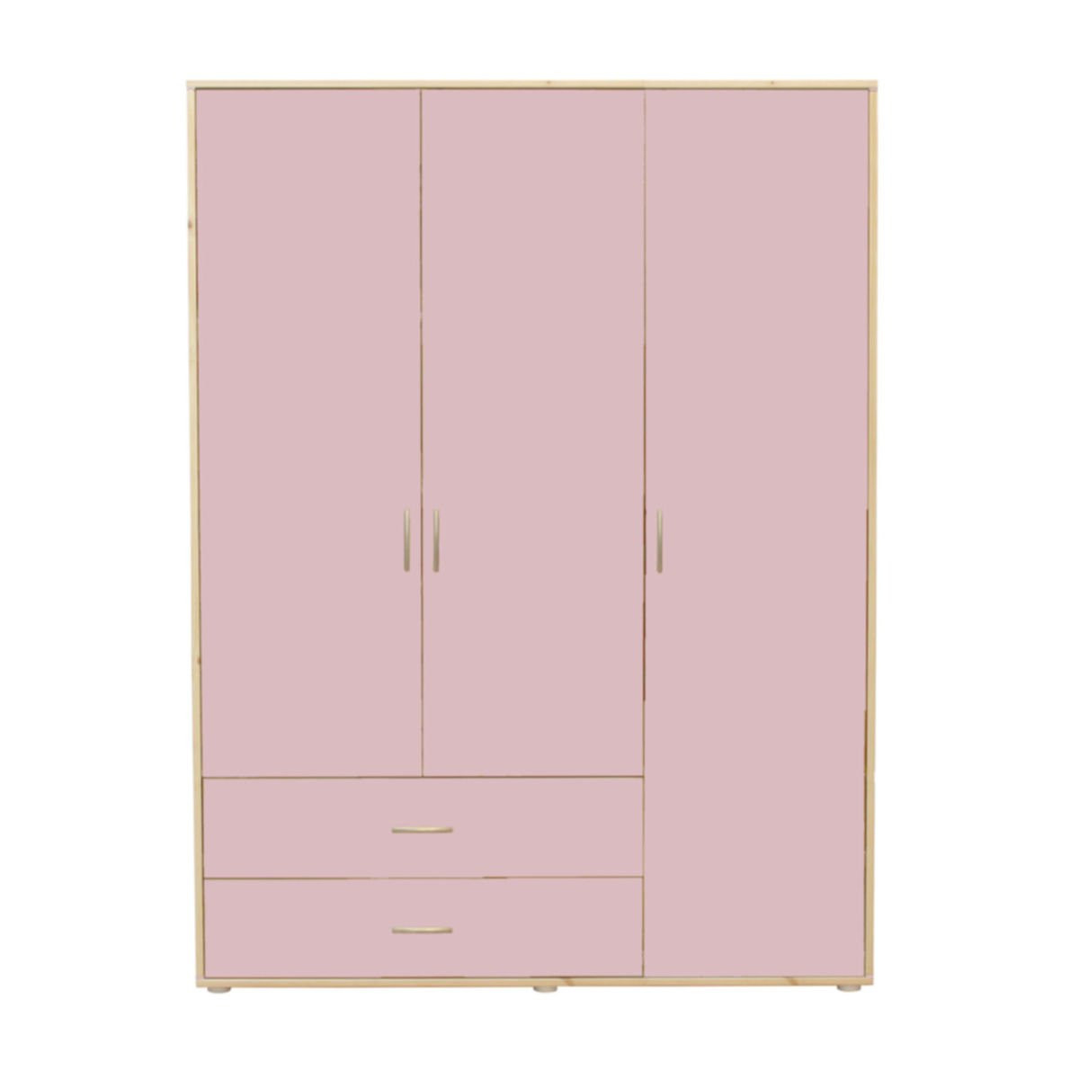 Kleiderschrank 3 Türen 2 Schübe Kiefer/Rosa - 971 € intended for Kleiderschrank Rosa