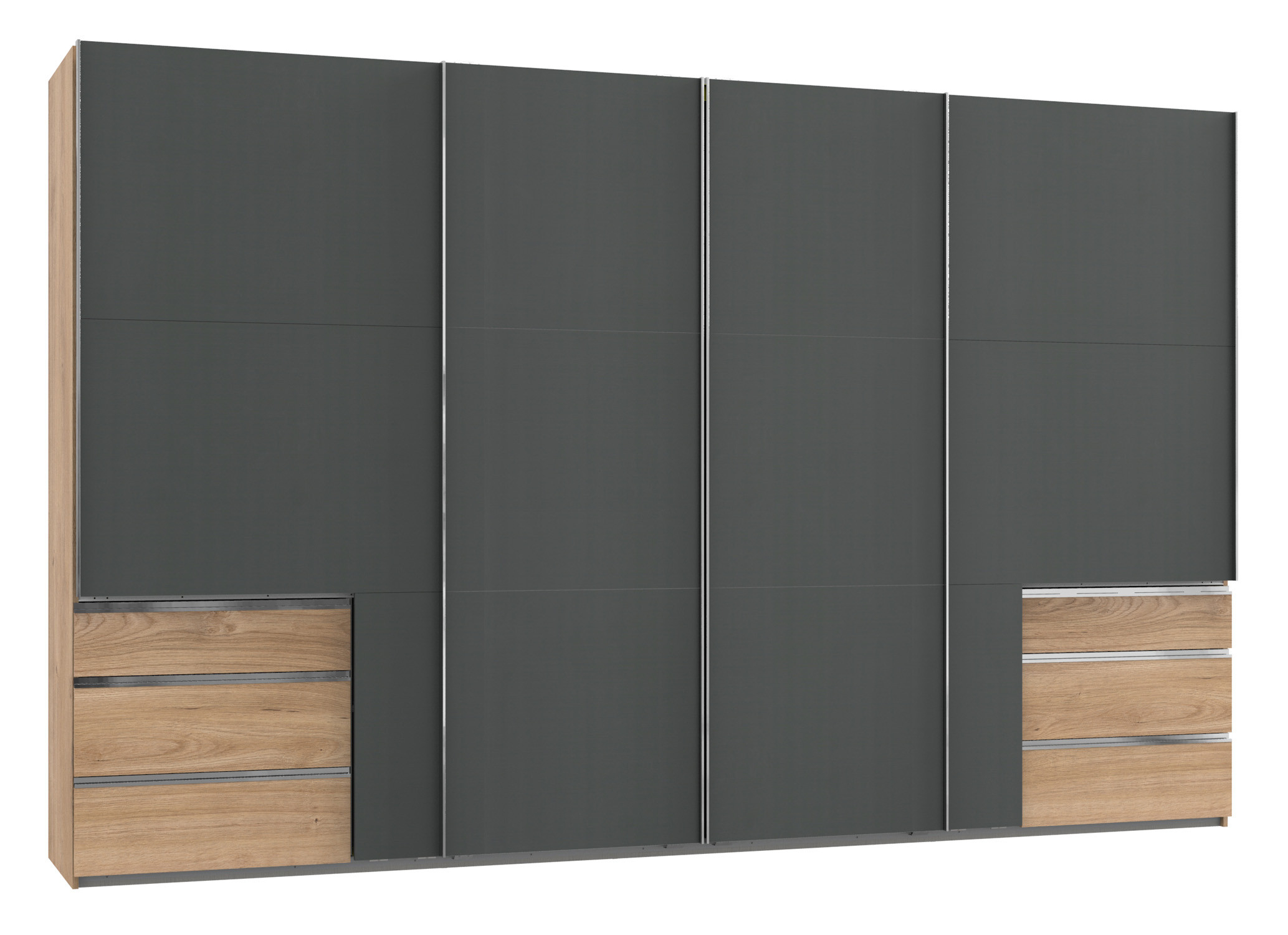 Kleiderschrank 350 Cm Breit Mit Schubladen Level36 A Grau in Kleiderschrank 350 Cm