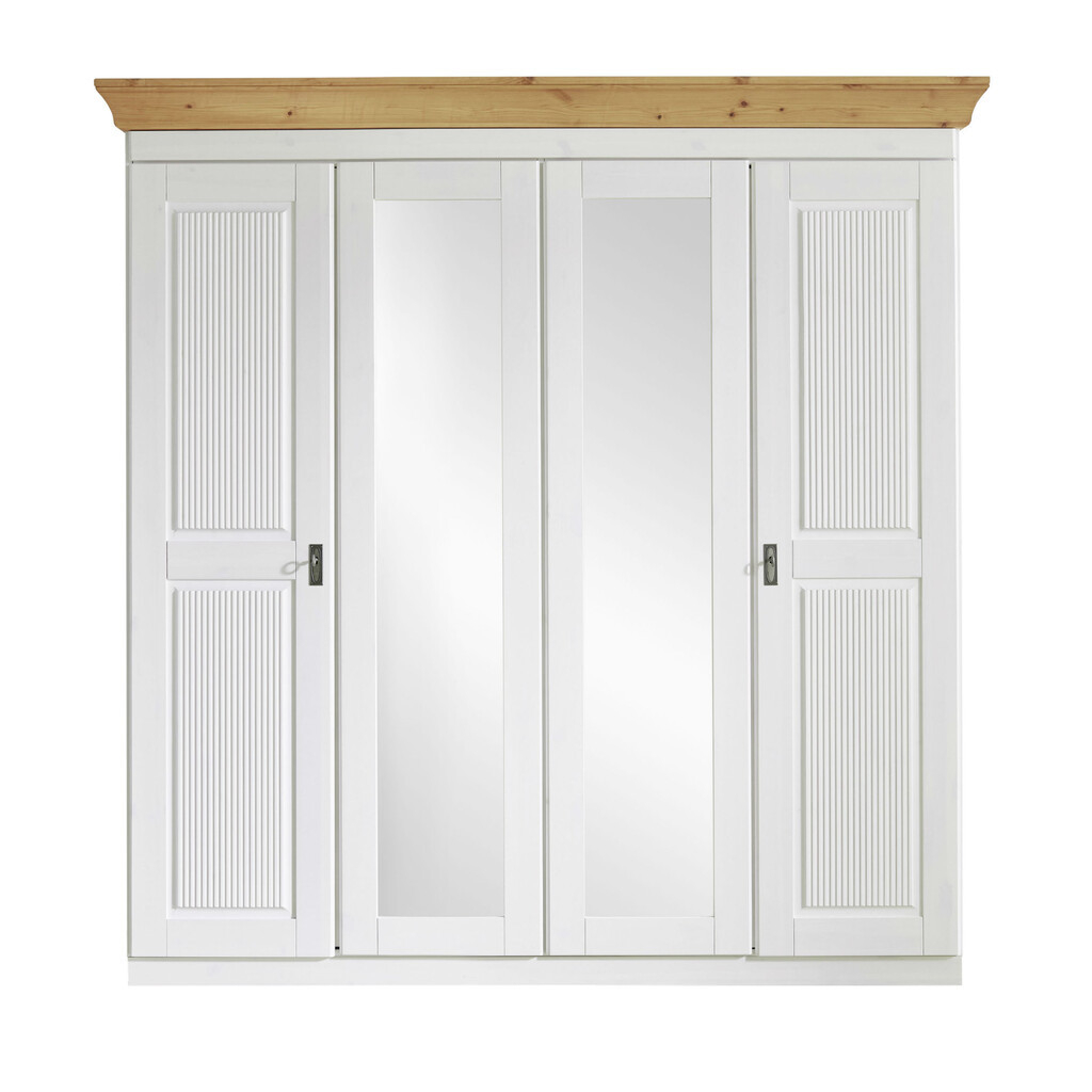 Kleiderschrank 4-Türig Eva Mit 2 Spiegeltüren in Kleiderschrank 4 Türig