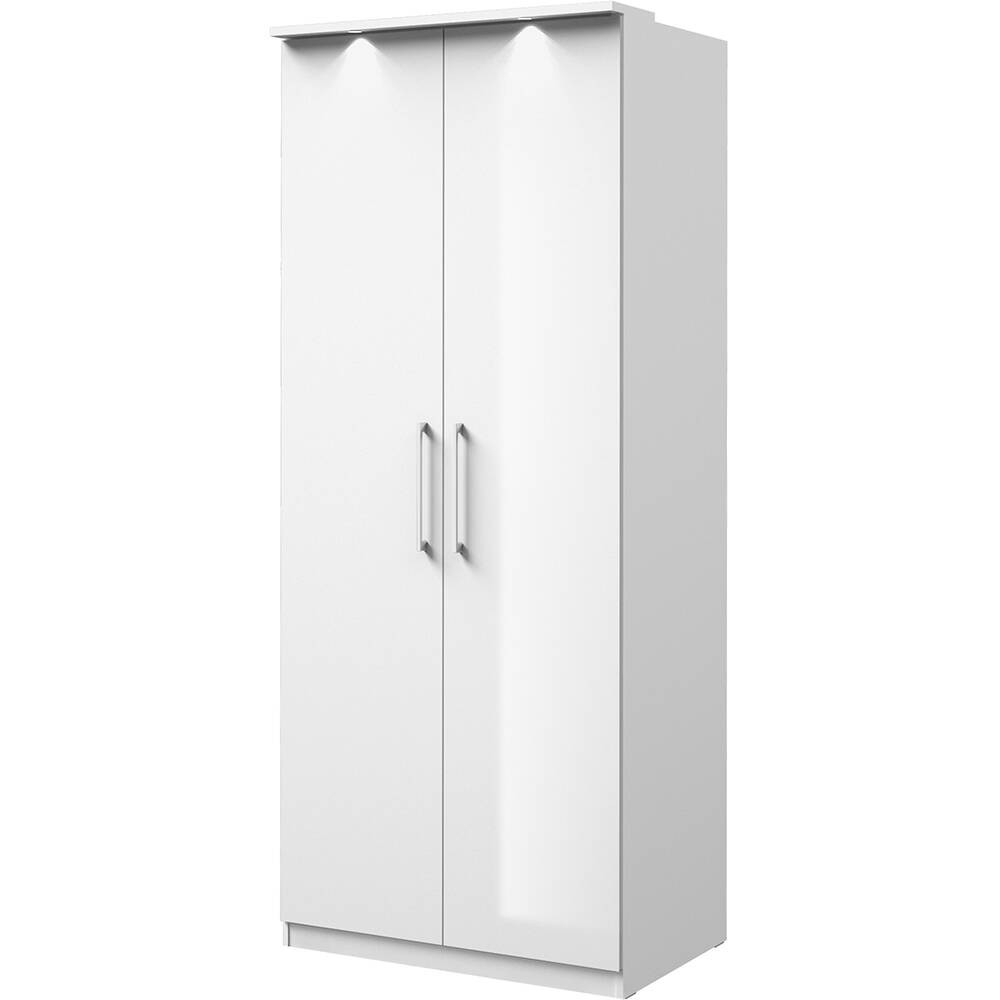 Kleiderschrank 90 Cm Breit Olmo-83 In Weiß Mit Fronten In Hochglanz Und Led  Beleuchtung, B/H/T: Ca. 90/217/63 Cm inside Kleiderschrank 90 Cm Breit