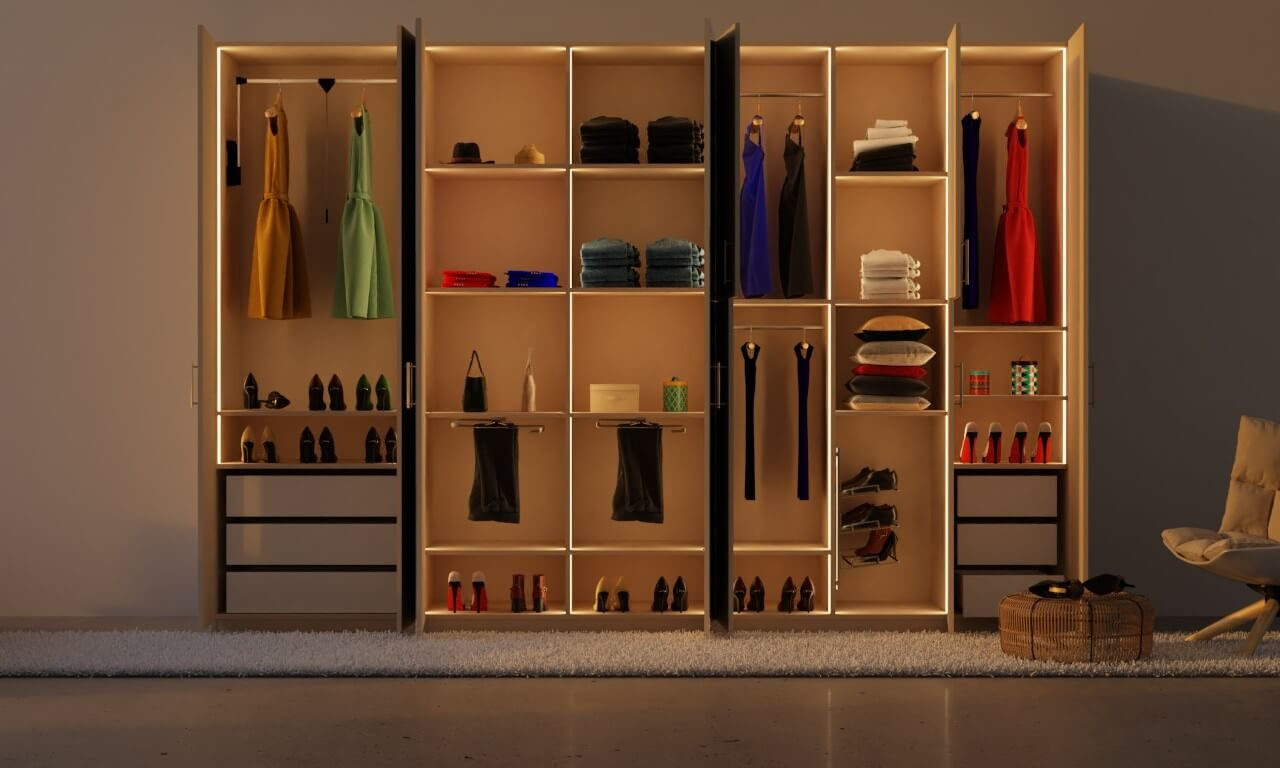 Kleiderschrank Beleuchtung: Tipps Led Schrankbeleuchtung in Kleiderschrank Licht