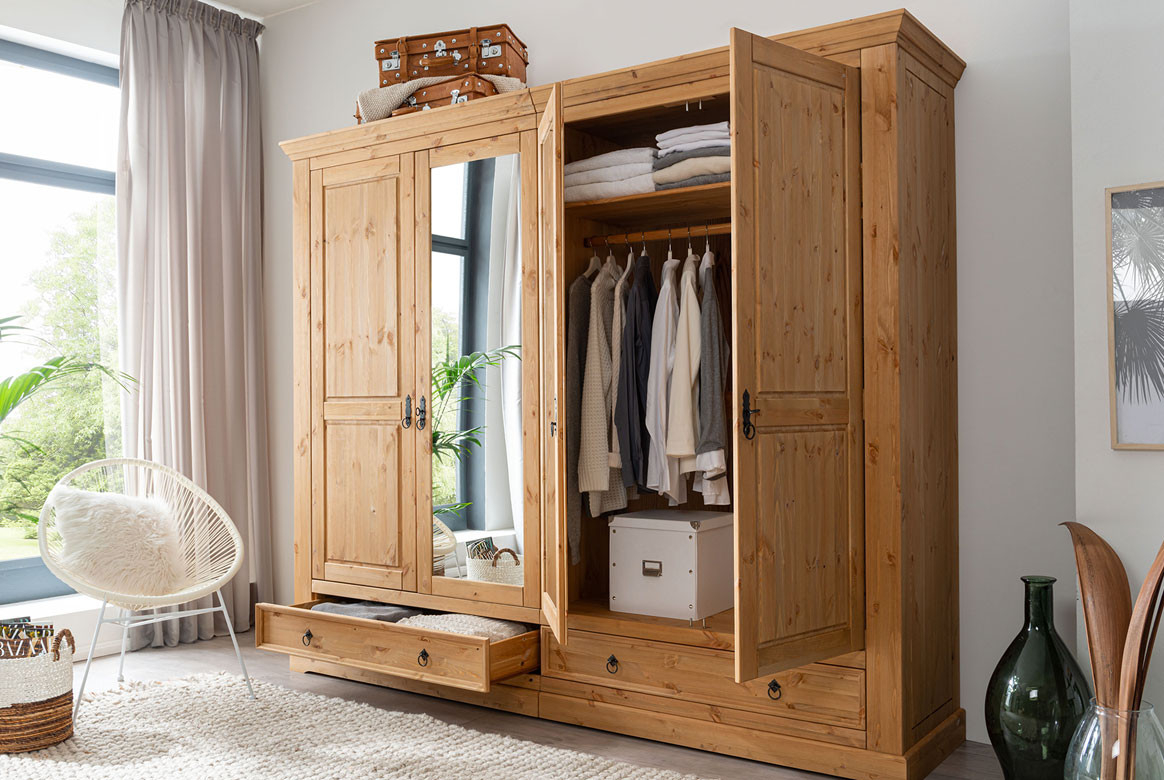Kleiderschrank | Cinderella | Kiefer Massiv | T04 with Kleiderschrank Landhausstil