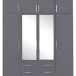Kleiderschrank Drehtürenschrank Smart 200X56X230Cm Anthrazit Mit Aufsatz Regarding Kleiderschrank Mit Aufsatz
