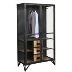 Kleiderschrank Glas Barbar Schwarz Metall » Baario® Intended For Industrial Kleiderschrank