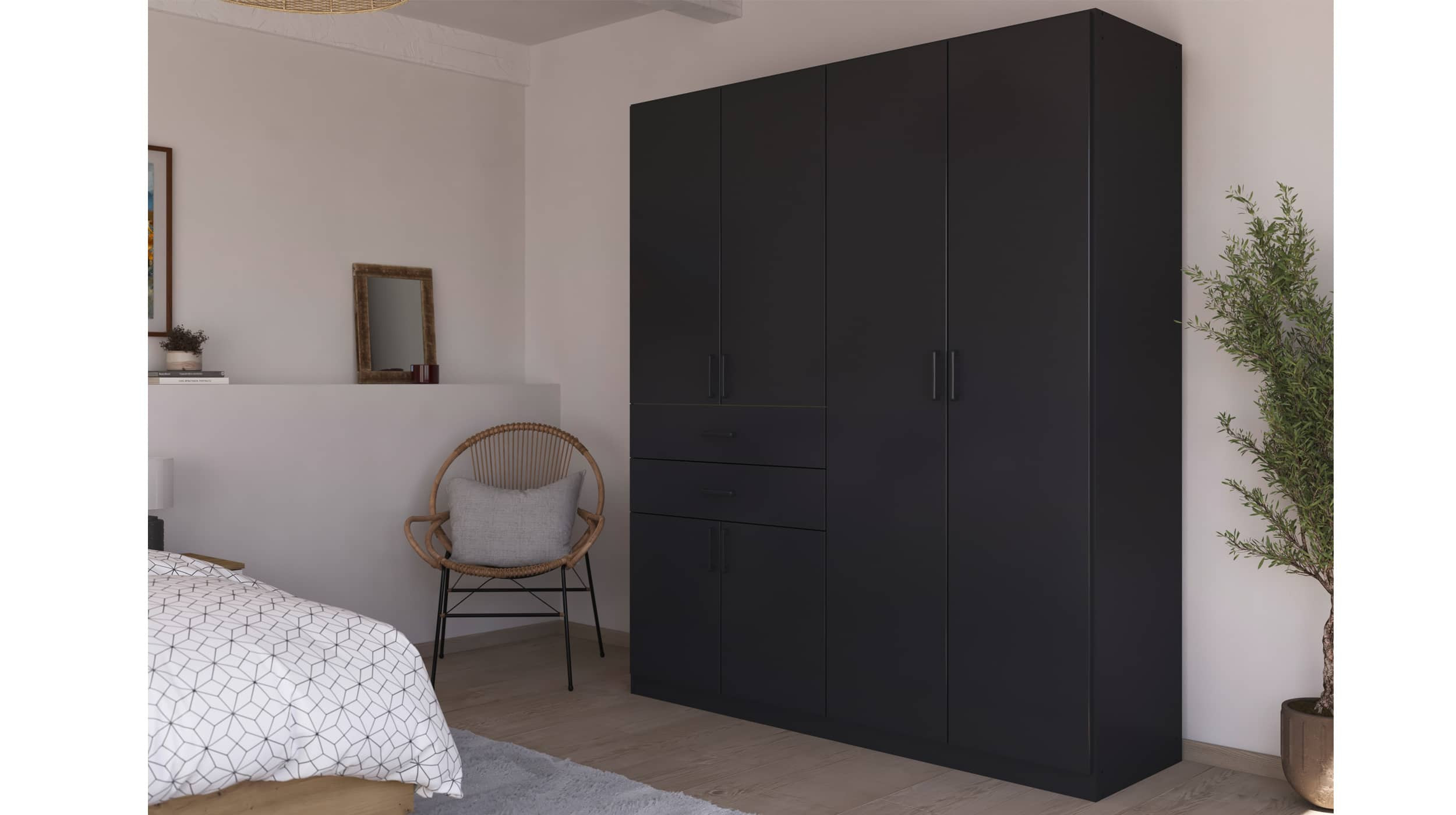 Kleiderschrank Grau Metallic - 181 Cm - Rauch - Maika within Kleiderschrank Grau Matt