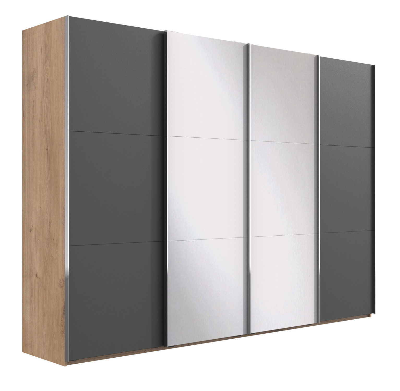 Kleiderschrank Groß 350 Cm Mit Schwebetüren Und Spiegel Level36 A Grau intended for Kleiderschrank 350 Cm