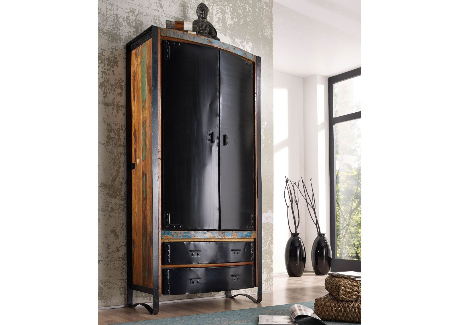 Kleiderschrank Industrial Versandfrei Kaufen | Massivmoebel24 pertaining to Industrial Kleiderschrank