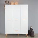 Kleiderschrank Kinderzimmer Manisa 19 In Weiß Mit Absetzungen In Buche  Massiv, B/H/T Ca. 130/190/60 Cm Throughout Kleiderschrank Für Kinder