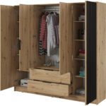 Kleiderschrank Laila 4D Artisan Eiche / Schwarz – Moebline Shop For Kleiderschrank Real