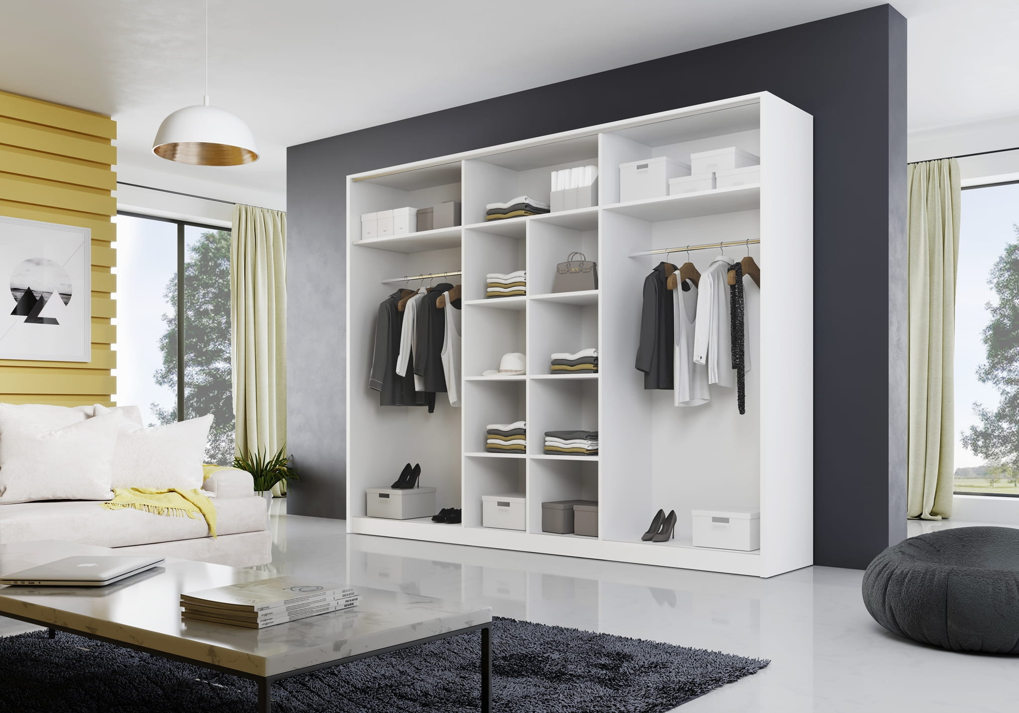 Kleiderschrank Meblo Iv 270 Cm Garderobe Mit Drei Schiebetüren Und Spiegel with Kleiderschrank Schiebetüren