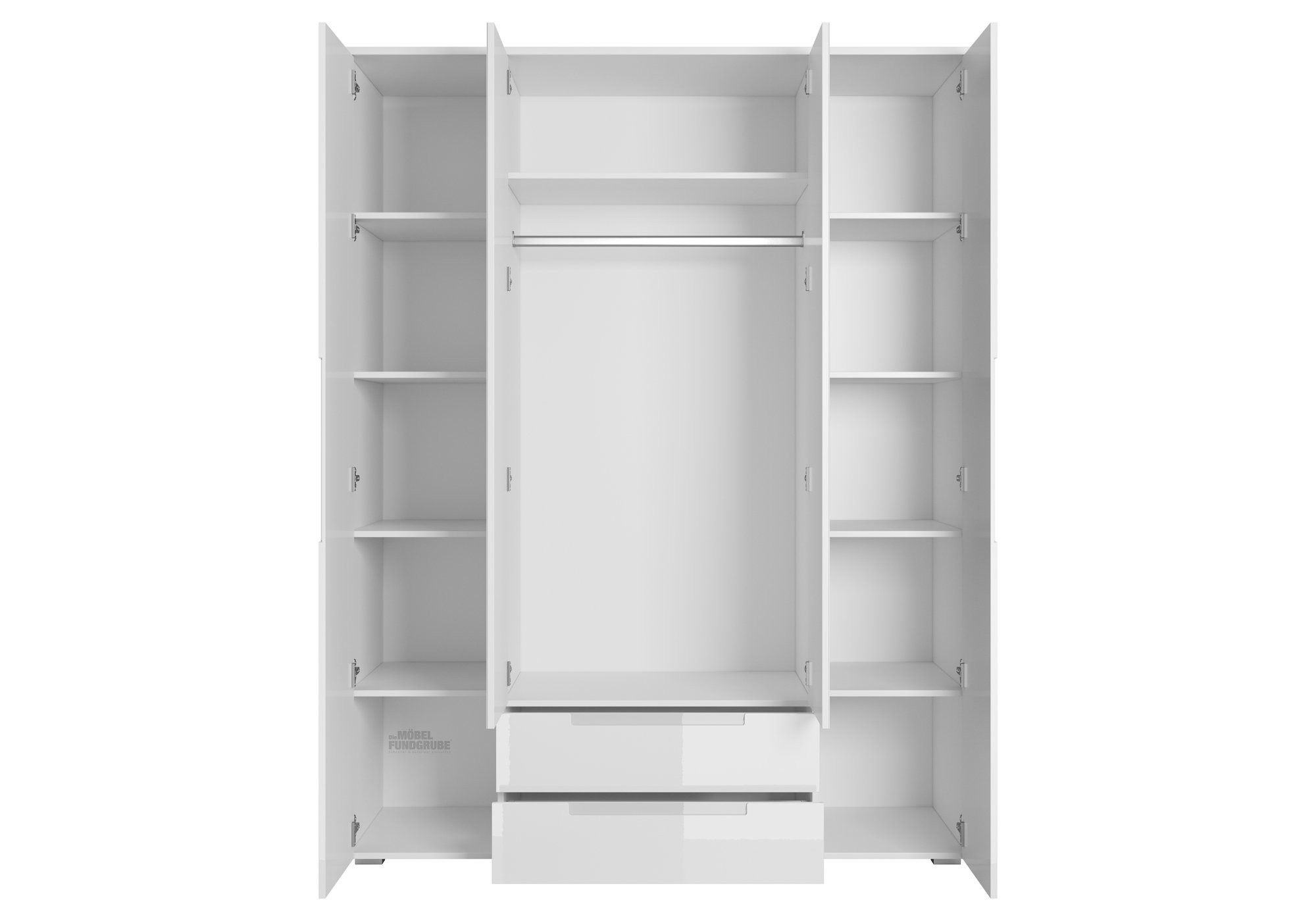 Kleiderschrank Mit Spiegel - Weiß Hochglanz - 160 Cm - Spice intended for Kleiderschrank 160 Cm Hoch