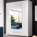 Kleiderschrank Mit Spiegel - Weiß Hochglanz - 160 Cm - Spice throughout Kleiderschrank Weiß  Hchglanz