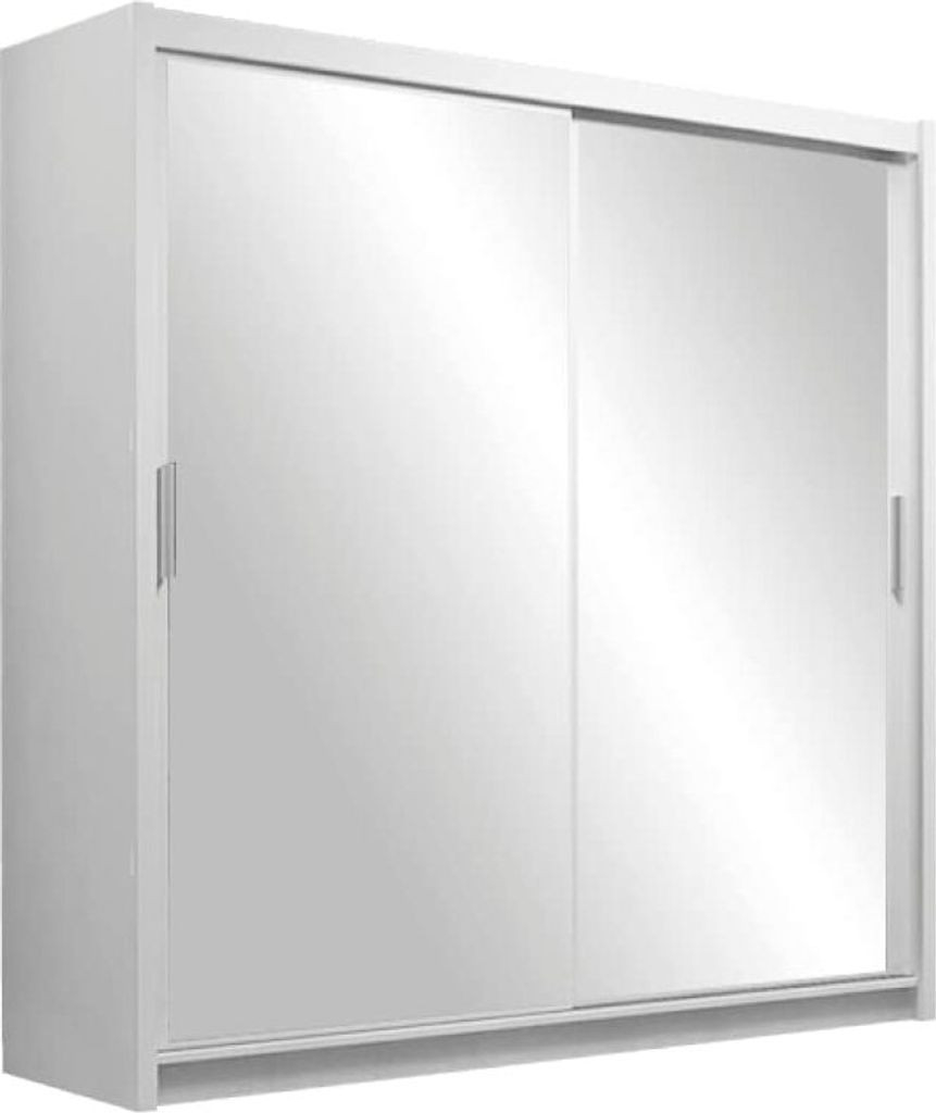 Kleiderschrank Paris Mit Spiegel 160 Cm, Schwebetürenschrank,  Garderobeschrank Schlafzimmer; Wohnzimmerschrank; Korpus Schrank Farbe:  Weiss; Farbe Der regarding Kleiderschrank Pariso
