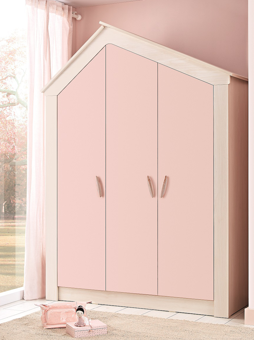 Kleiderschrank Pink House, 3-Türig in Kleiderschrank Rosa