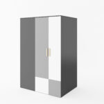 Kleiderschrank Pok Drehtürenschrank 130Cm Graphit Grau Weiß Begehbar Rechts  2 Türig Intended For Kleiderschrank Grau Weiß