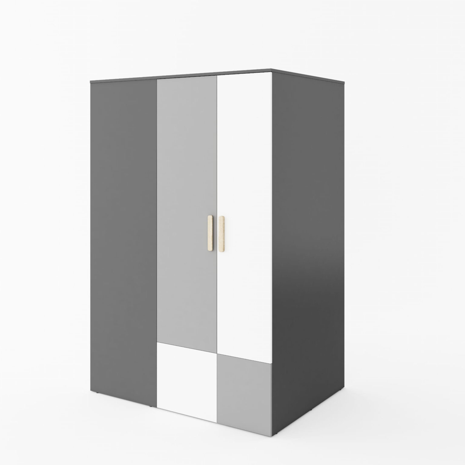 Kleiderschrank Pok Drehtürenschrank 130Cm Graphit Grau Weiß Begehbar Rechts  2-Türig intended for Kleiderschrank Grau Weiß