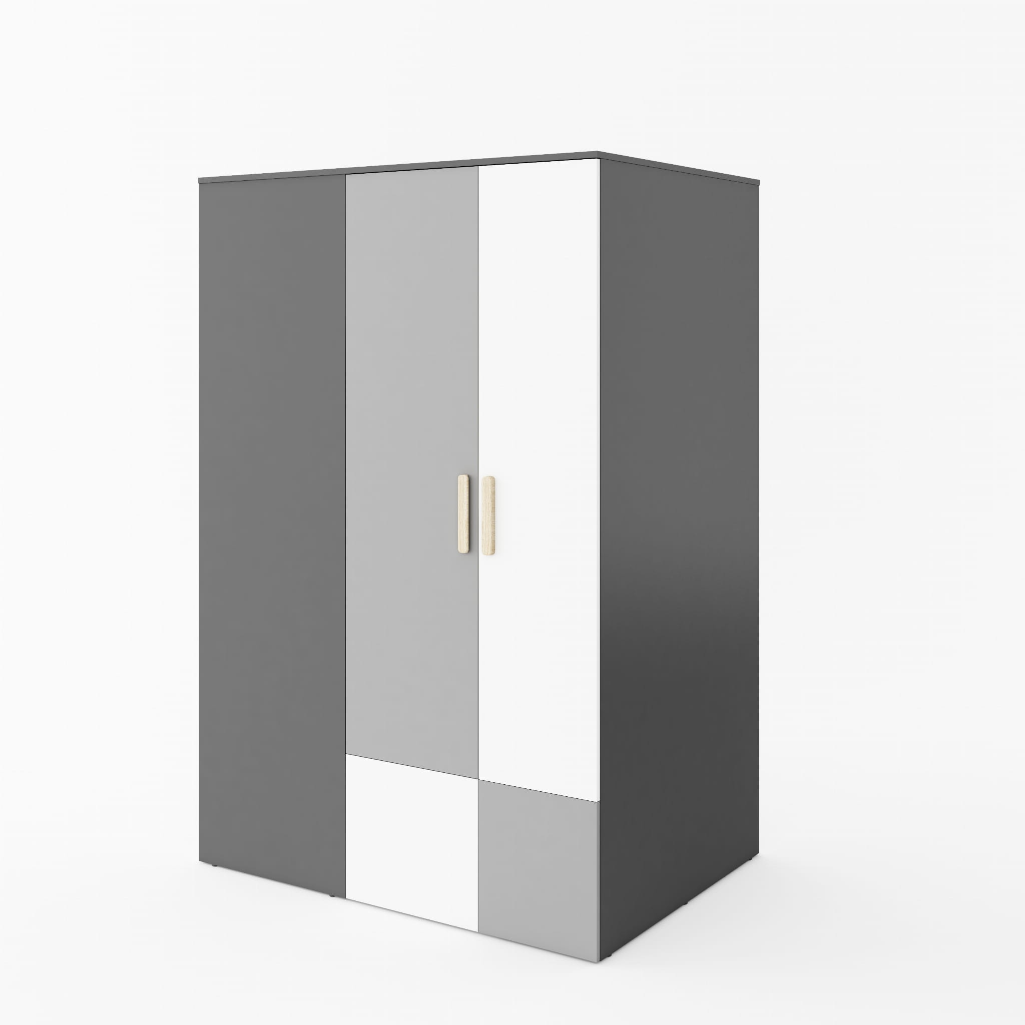 Kleiderschrank Pok Drehtürenschrank 130Cm Graphit Grau Weiß Begehbar Rechts  2-Türig intended for Kleiderschrank Grau Weiß