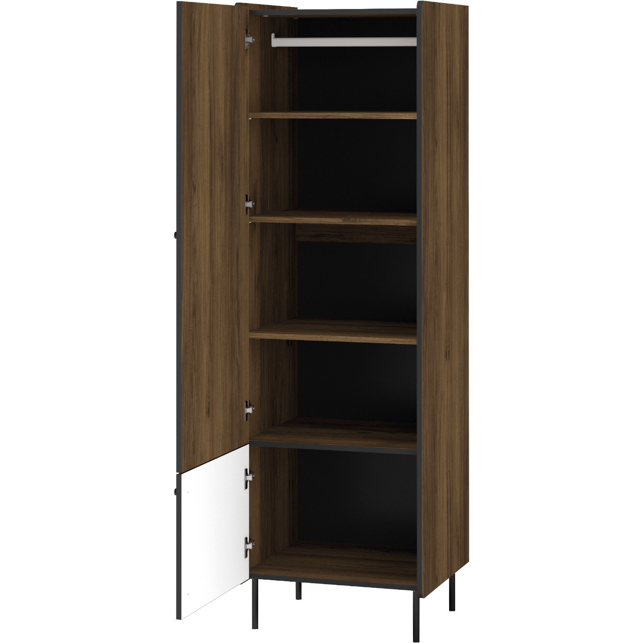 Kleiderschrank Presti 02 Warmia Walnuss / Schwarz - Moebline Shop with Kleiderschrank Walnuss